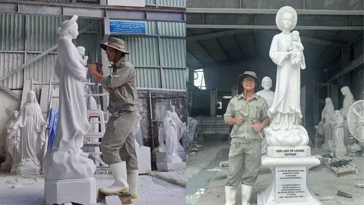 giao-xu-cat-noi Nghệ nhân Giuse Trần Văn Giang đang điêu khắc tượng