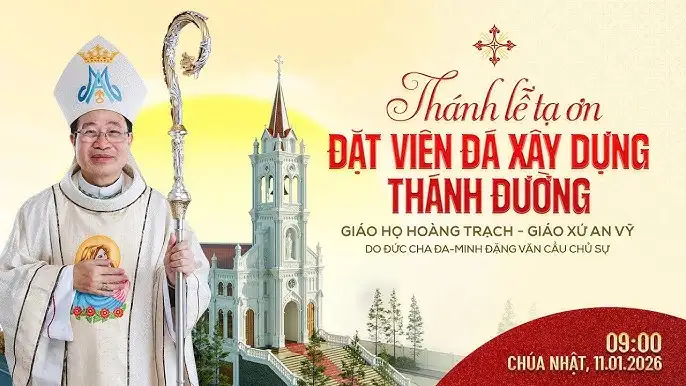 đặt viên đá xây dựng giáo xứ hoàng trạch