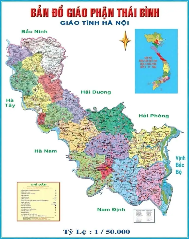 Bản đồ Giáo phận Thái Bình.