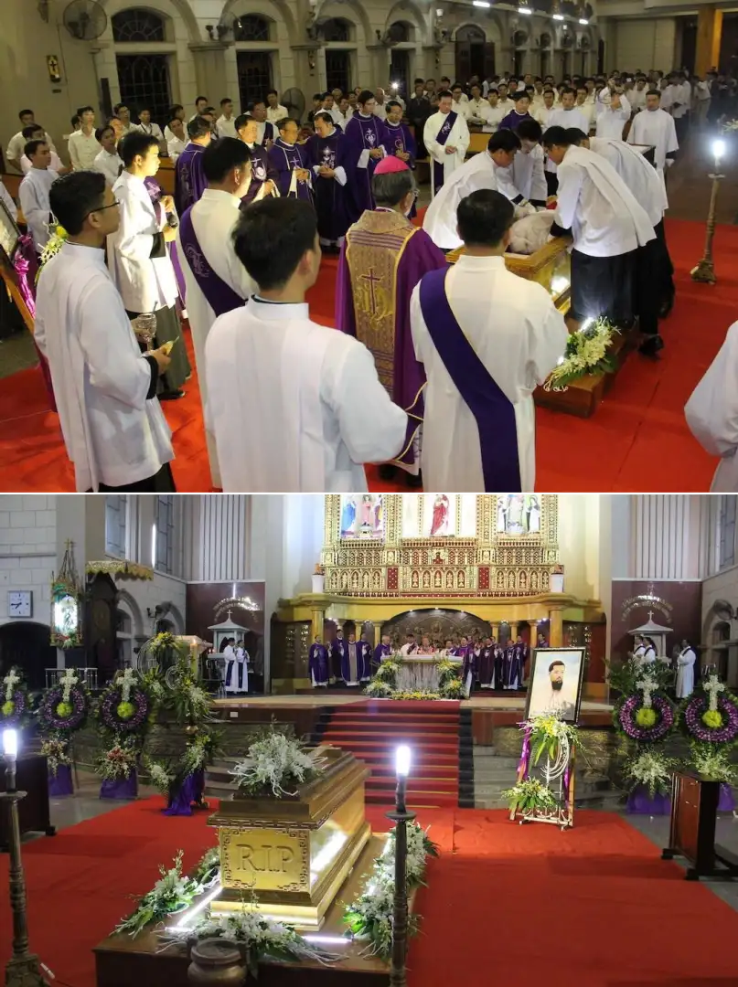 Rước hài cốt Đức Cha Santos Ubierna Ninh O.P. vào Nhà thờ Chính Tòa Thái Bình.